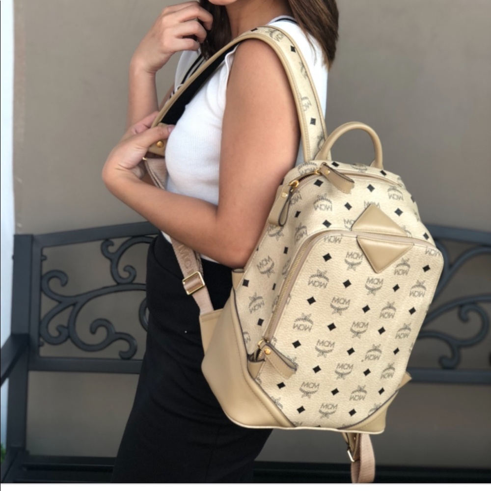 🌟MCM🌟 Duke Visetos Beige Backpack